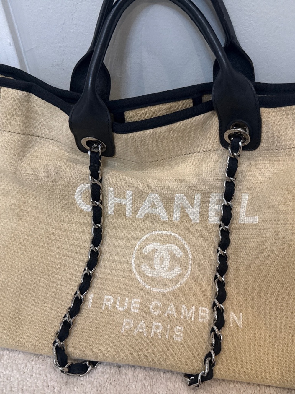 Chanel Large Deauville Tote Canvas